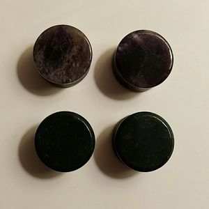 3/4" (19mm) Amethyst and Emerald Stone Plugs